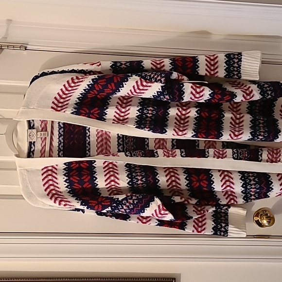 ST. JOHN'S BAY WOMENS PLUS SIZE RED, WHITE AND BLUE STRIPED 3X OPEN CARDIGAN - Picture 1 of 11